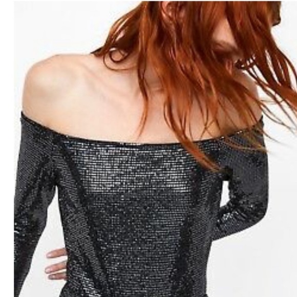 Zara Tops Zara Sequin Bodysuit Poshmark